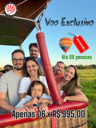 Voo Exclusivo para até 08 Pessoas: (qualquer dia da semana)